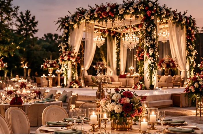 Illustrative weddings event scene